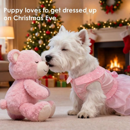 Dog Dress for Small Medium Large Dogs Pet Princess Wedding Dress with Detachable Train Multi-Layer Organza Girl Puppy Tutu Skirt Bowknot Sequin Decor Birthday Cat Clothes(Pink, XS)