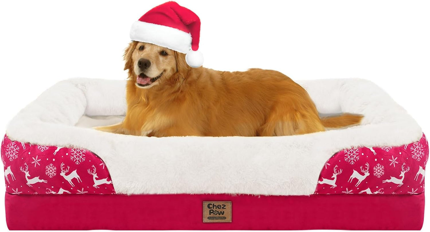 Washable Orthopedic Large Dog Bed - Removable Orthopedic Foam Dogs Beds with Bolsters Waterproof Large Dog Bed and Non-Slip Bottom Extra Large Dogs Beds Sofa