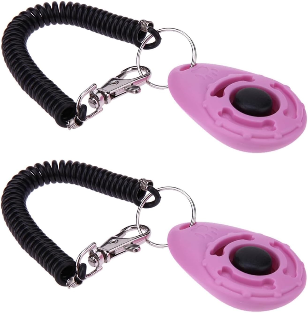 2Pcs Pink Clicker Easy to Use with Button Dog Training Accessories Strong and Long-Lasting,Training and Behavior Aids