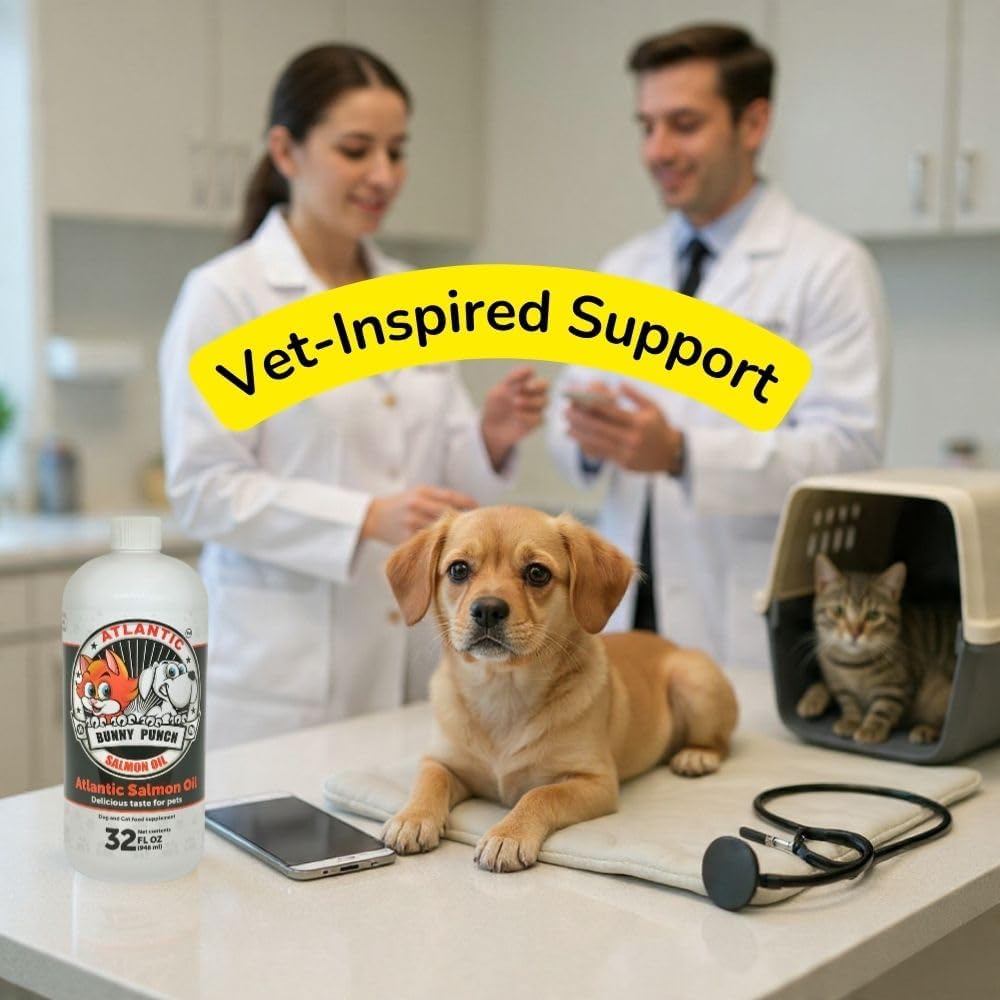 32 oz Salmon Oil for Dogs & Cat's, 100% Pure Atlantic Salmon Oil, Supplemental Fish Oil for Healthy Dog's Coats, Omega 3 Dog Fish Oil Liquid for Coats and Itchy Dry Skin, Helps with HIPS & Joints.
