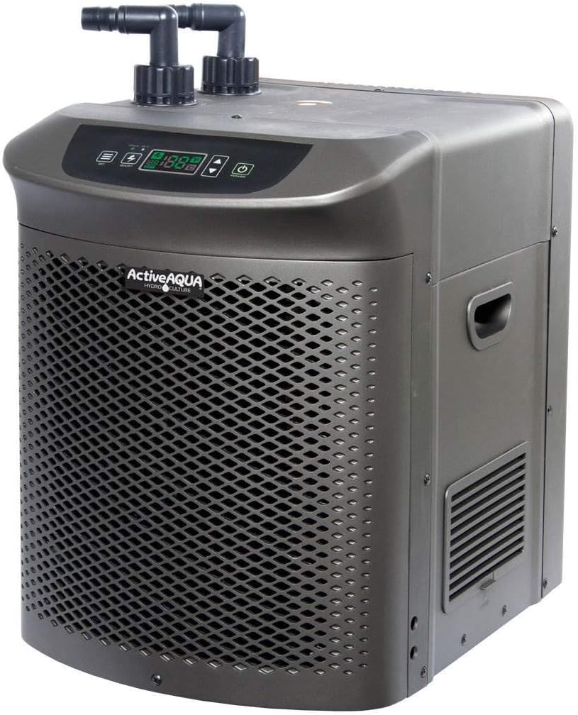 Active Aqua AACH50HP Water Chiller for Aquarium, Hydroponics, Bathtub – 0.5 HP, Fast Cooling, 90-172 Gallons, Titanium Evaporator – Fittings Included