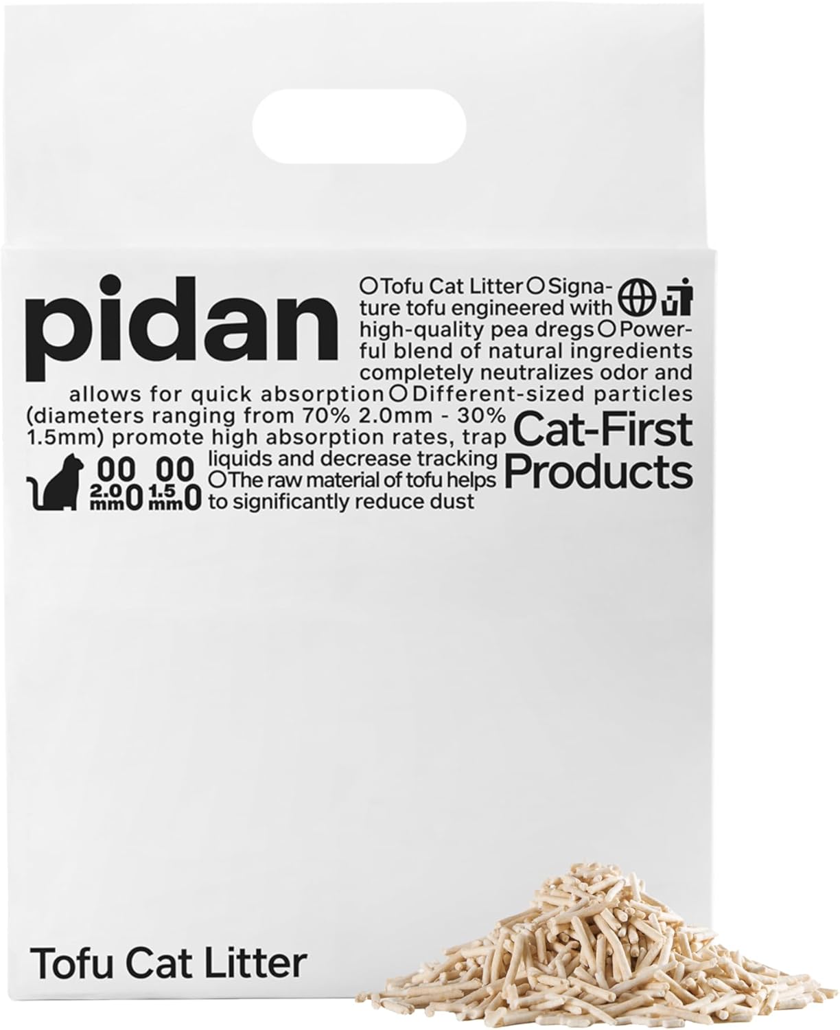 pidan Tofu Cat Litter Clumping,Flushable,Ultra Absorbent and Fast Drying, 100% Natural Ingredients Litter,Solubility in Water,Really Dust-Free,Less Scattering (5.3lb×1bag)