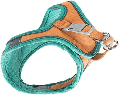 Cat Harness Leash Set Adjustable Reflective Vest Soft Breathable Pet Cat Pulling Strap for Outdoor Walking and Travel, Medium Orange-Green