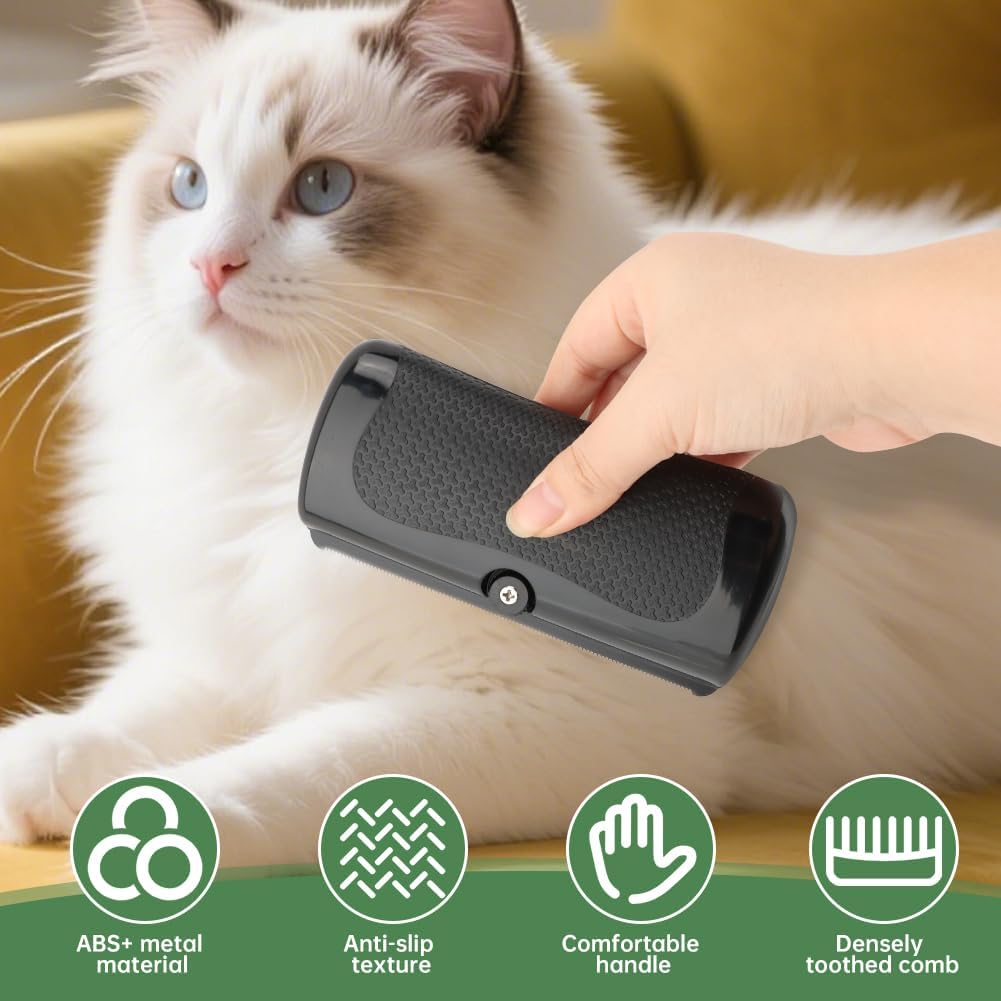 Deshedding Dog Brush Pets Shedding & Grooming Tools with 1 Steel Comb Pet Hair Removal Tool for Cats, Dogs, Horses(Color:Black)