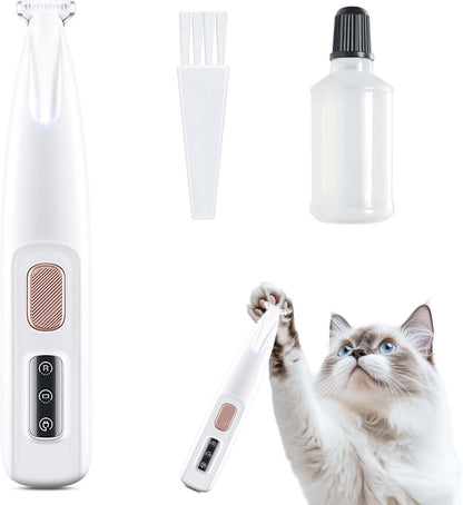 Pet Trimmer, Electric Multifunctional Pet Hair Clippers, Waterproof Rechargeable Shaver with LED Light, Low Noise Trimmer for Paws Eyes Ears Face Buttocks for Large/Small Dogs and Cats
