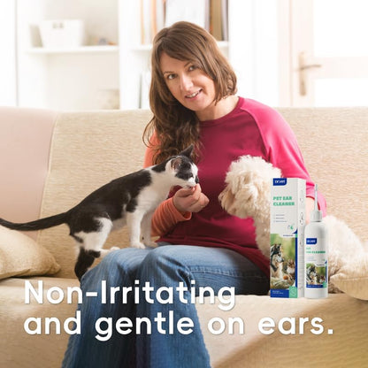 Dog Ear Cleaner Solution– Soft Nozzle Ear Treatment for Dogs & Cats, Gently Remove Ear Wax & Debris, Soothe Ear Itching & inflammation, Odor Pet Ear Wash with Aloe Vera & Persimmon – 4.06 fl oz