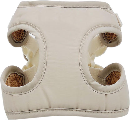 Small Dog Harness – Adjustable Soft Cotton & Breathable Mesh Pet Vest, Comfortable No-Pull Design with Stainless Steel D-Ring for Walking and Training (Beige, Small)