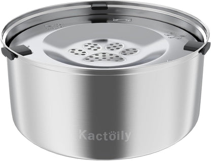 Kactoily 3L/101oz Large Capacity Dog Water Bowl Stainless Steel No Spill Dog Bowls Slow Drinking Dog Water Feeder Dispenser
