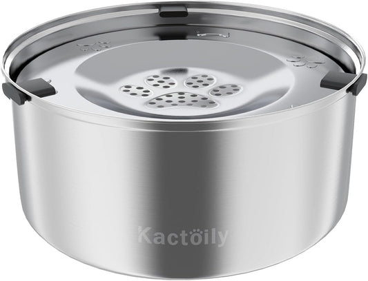 Kactoily 3L/101oz Large Capacity Dog Water Bowl Stainless Steel No Spill Dog Bowls Slow Drinking Dog Water Feeder Dispenser