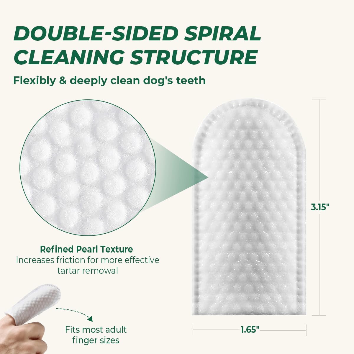 Larger Size Pet Dental Finger Wipes for Dogs & Cats – Rinse-Free Oral Care, Helps Reduce Plaque & Tartar, Freshens Breath, Disposable Finger Wraps for Gentle Gum Cleaning, 50 Count