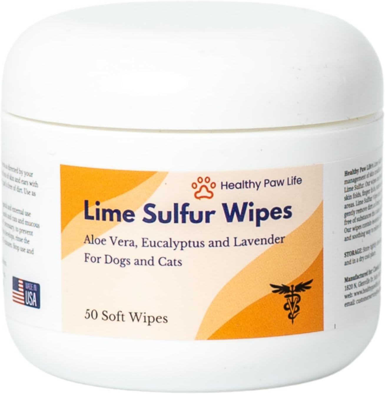 Healthy Paw Life Lime Sulfur Wipes - Relief for Itching, Scratching, and Redness - Infused with Lime Sulfur, Aloe & Essential Oils - Skin Care Solution for Pets (50ct, 2" Skin Soothe Wipes)