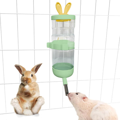 Hamster Water Dispenser,Small Animal Water Bottle Automatic Bottle Dispenser Large Capacity for Rabbits, Guinea Pigs, Hamsters, Ferrets, Chinchillas, Hedgehogs & Rodents (Green, 550ML/18.6OZ)
