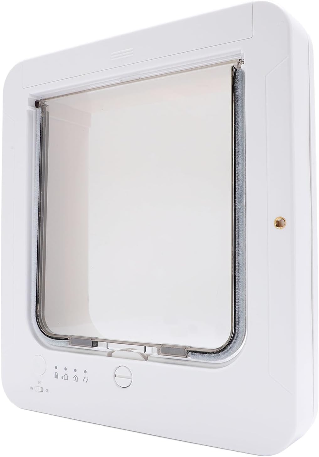 Smart Dog Door, Auto Sensing Pet Door Weatherproof 210mAh Battery for Home (White + Remote Control)