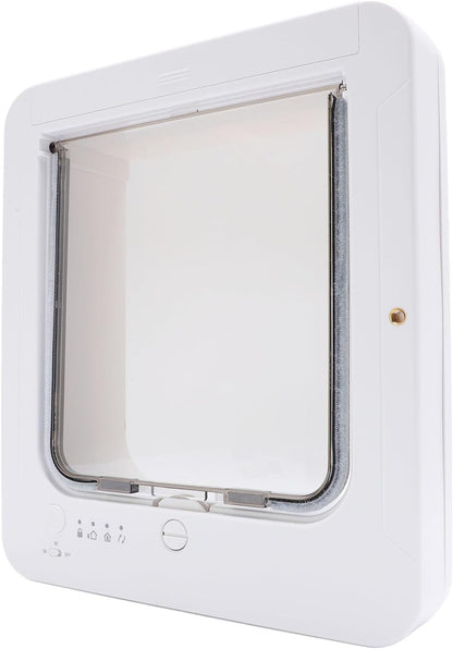 Smart Dog Door, Auto Sensing Pet Door Weatherproof 210mAh Battery for Home (White + Remote Control)