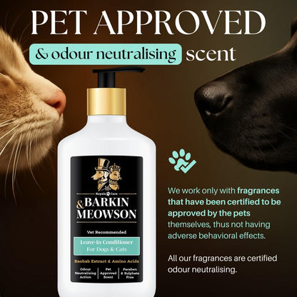 Barkin & Meowson Leave-in Conditioner for Dogs & Cats 350ml / 11.83 fl.oz - Baobab Extract, Pet-Friendly Scent