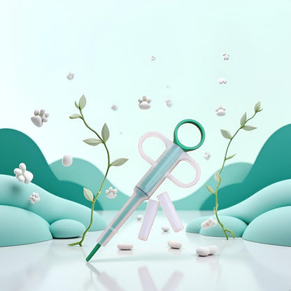 Green Medicine Feeder for Pets, Pill Guns for Dog and Cat, Pet Medical Feeding Dispenser Tool for Small Animal, Cat Tablet Soft Tip Syringe Double Feed Medicine Water Nursing Supplies