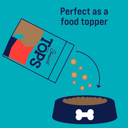 Stewart Freeze Dried Dog Food Topper, PuffTops, Bacon & Cheese, 3.5 Ounce Resealable Pouch, Flavor Enhancing Meal Topper or Dog Treat, Made in USA