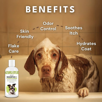 Dog Shampoo and Conditioner – Dog Shampoo for Shedding & Smelly Dogs – Aloe & Lemongrass Scent - Puppy Safe All Breeds Pet Friendly Dogs Shampoo (10.14 floz)