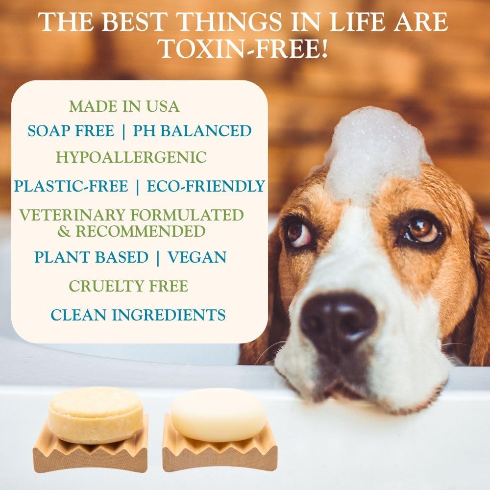 Soothing Shield Natural Pet Shampoo Bar for Dogs & Cats – Vet-Formulated for Itchy Skin Relief, Non-Toxic Flea & Tick Repellent – Soap-Free, Sulfate-Free – Lemongrass, Peppermint & Cedarwood – 3 oz
