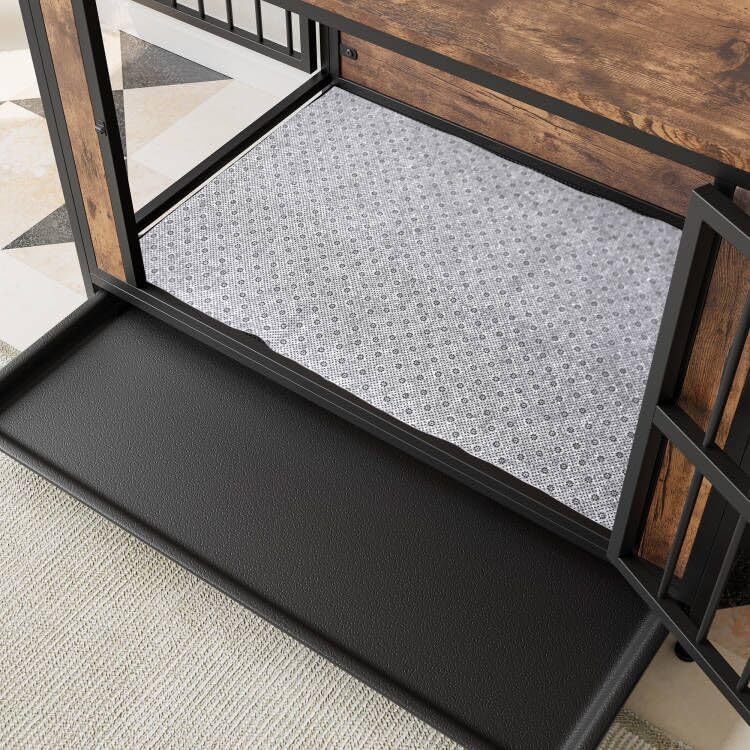 LUMILAND Stylish Dog Crate Furniture for Ultimate Comfort, Multi-Functional and Chew-Resistant Design, Rustic Brown