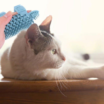 Silicone Cat Massage Comb and Grooming Brush Wall Corner Mounted Soft Pet Massage Tool for Cats Light Green Small Wet and Dry Use Hair Removal