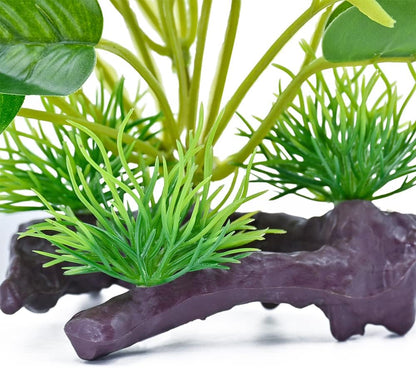 Reptile Artificial Plants, Terrarium Plants Decorations Supplies, Amphibian Habitat Hideout Tank Accessories, Rainforest Ground Plant