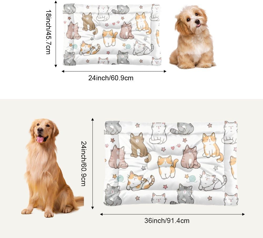 Ultra Soft Cat Bed with Anti-Slip Bottom, Cute Cats Dog Things Dog Sleeping Pad Catbed Cozy Mattress for Indoor& Outdoor Sofa Cars, Machine Washable 24 X 36 Inch