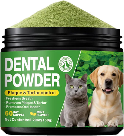 Dog Teeth Cleaning Powder - Dog Dental Powder with Enzymes & Probiotics | Plaque & Tartar Remover | Fresh Breath Treatment for Dogs | 60-Day Supply - Mint Flavor