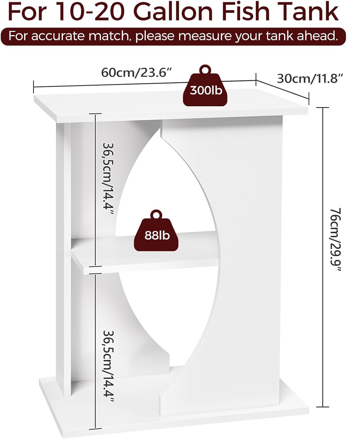 40-50 Gallon and 10-20 Gallon Fish Tank Stand Bundle, Wooden Aquarium Stand with 3-Tier Storage Shelves, Heavy Duty Turtle Reptile Terrarium Tank Stand for Home Office, FTWT60E01-FTWT7601