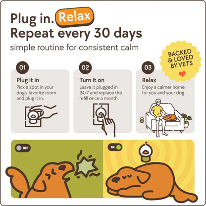 TherapetMD Dog Calming Diffuser Refill Kit (2-Pack, 60-Day Supply) Dog Pheromone Refills for Stress, Separation, Pee Accidents, Barking, & Destructive Behaviors. Use with TheraPet MD Diffuser Only