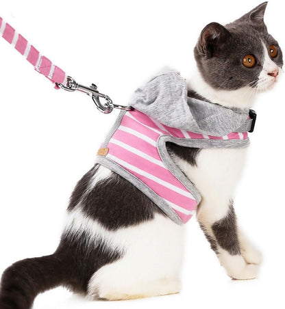 Cat Harness and Leash Set No-Pull Breathable Pink Vest Harness S Size Chest Strap for Walking Small Cats Pet Supplies