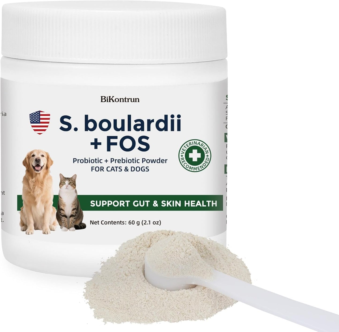 S.boulardii + FOS Pet Probiotic Powder for Dogs & Cats, 6.7 Billion CFU, Gut & Immune Support, Loose Stool & Digestive Upset Relief, Improves Stool Consistency, Skin Health, Veterinarian Recommended