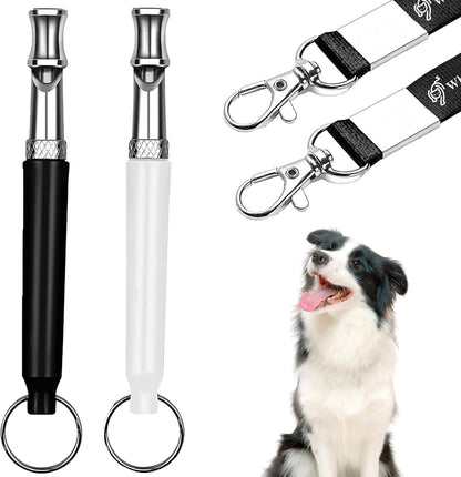 Dog Whistle - Dog Whistle Training Set, 2 Pack Adjustable Silent Whistle with Black Lanyard, Professional Stop Bark Control Tool for Dogs (Blue)