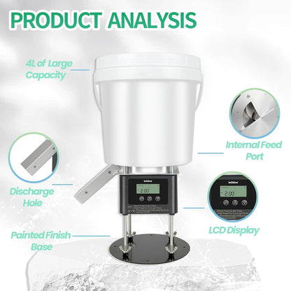 Automatic Fish Feeder for Pond, Briidea Outdoor Pond Feeder with 4L Capacity, Timed Feeding, Anti Clog System, Wildlife - Proof Design & Waterproof Housing