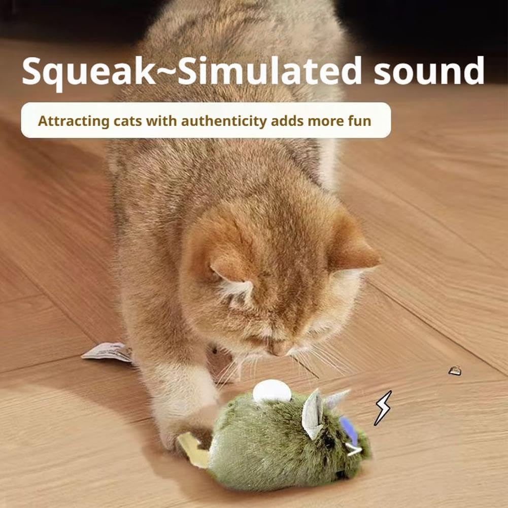 Squeaky Mouse Cat Toy - 3pcs Interactive Electronic Kitten Toys for Indoor Play, Exercise & Hunting Instinct Stimulation