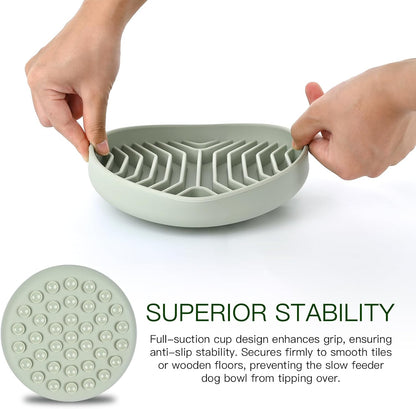 Slow Feeder Dog Bowls, Puzzle Silicone Dog Feeding Bowls with Suction Cups, Anti-Choking, Non-Slip Design, Reduces Boredom, Anxiety, Ideal for Medium to Small Dogs & Cats - XAQMHSW