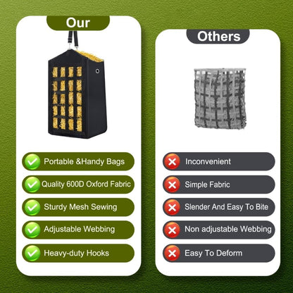 Eforcase 3PCS Hay Bags for Horses, Slow Feed Hay Bags for Goats,Sheep, Donkey, Premium Oxford Hang Feed Bag with Front Nets Design, Easy to Fill, Adjustable,Horse Feeding Supplies