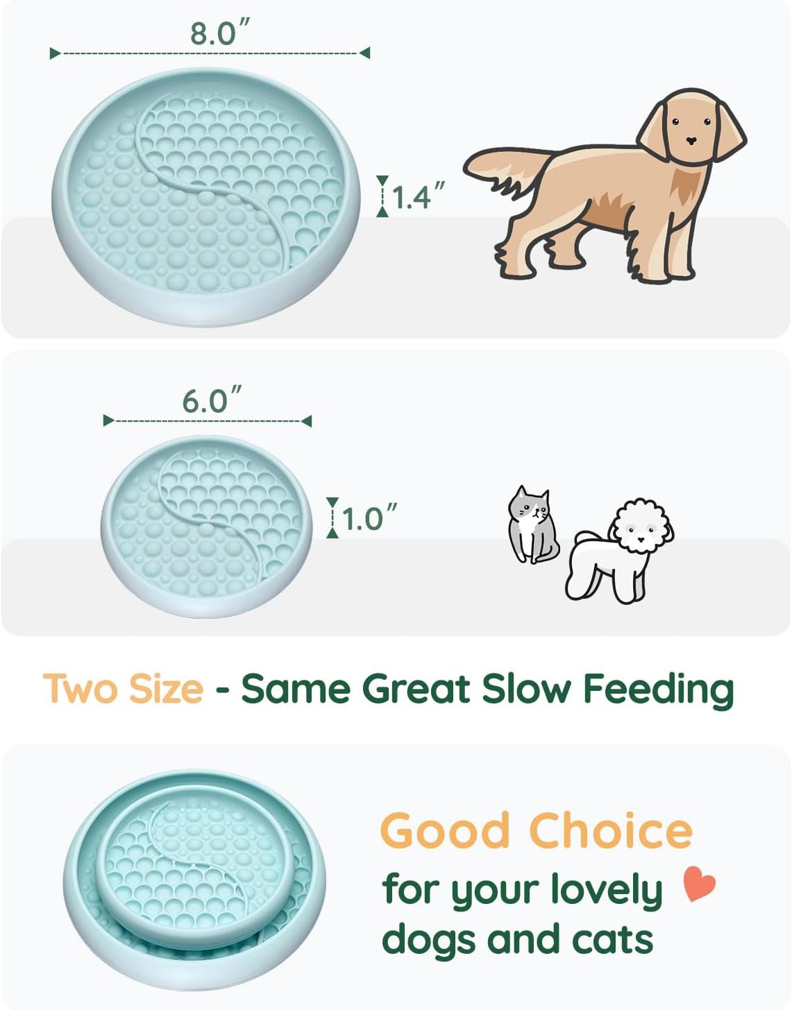 Slow Feeder Bowl Bundle: Mint Green Frozen Lick Mat (8.0" x 1.4") + Pink Starry Sky Feeder (5.3" x 3.7"), Freeze-Friendly Lick Bowl with Suction Cups for Enrichment and Anxiety Relief