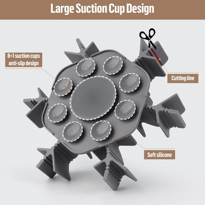 Slow Feeder Insert for Dog Bowl, Cuttable Dog Slow Feeding Insert with 8 Upgraded Large Suction Cups, Adjustable Length 4.7-7, Fits Small Medium Dogs (Grey)