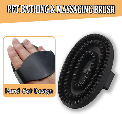 Multi-Purpose Rubber Curry Comb with Handle – Horse Grooming & Pet Bath Brush for Dogs, Cats, Livestock | Shedding Tool for Short & Long Hair