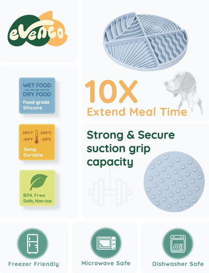 Slow Feeder Dog Bowls, Lick Mat for Dog, Silicone Dog Feeding Bowls with Suction Cups, Blue