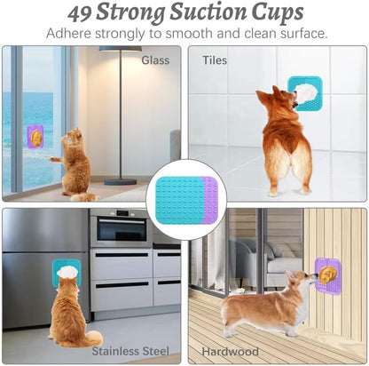 MateeyLife Lick Mat for Dogs & Cats with Suction Cups, 2PCS Slow Feeder Bowls, Small Lick Mat for Anxiety Relief, Dog Toys to Keep Them Busy, Enrichment Toys for Bathing, Cat Licking Pad for Boredom