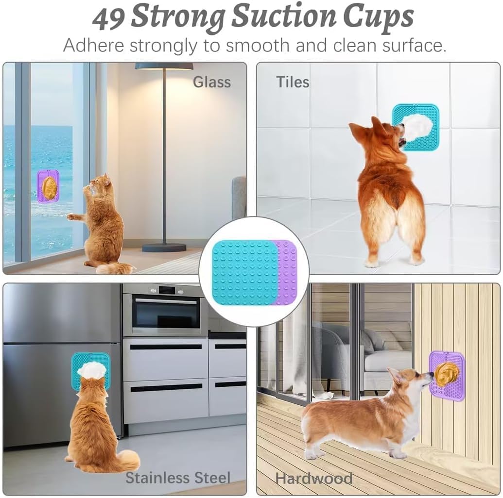 MateeyLife Lick Mat for Dogs & Cats with Suction Cups, 2PCS Slow Feeder Bowls, Small Lick Mat for Anxiety Relief, Dog Toys to Keep Them Busy, Enrichment Toys for Bathing, Cat Licking Pad for Boredom