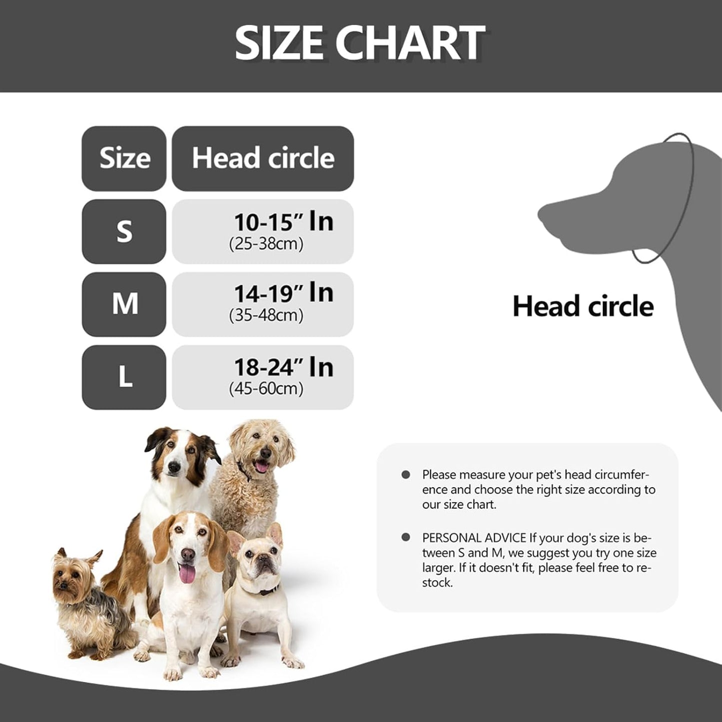 Dog Ear Cover & No Flap Ear Wraps for Hematoma,Bath,Drying Anxiety Relief Dog Ear Protection for Noise Adjustable No Shake Head Wraps Calming Hoodie for Grooming,Grey,L