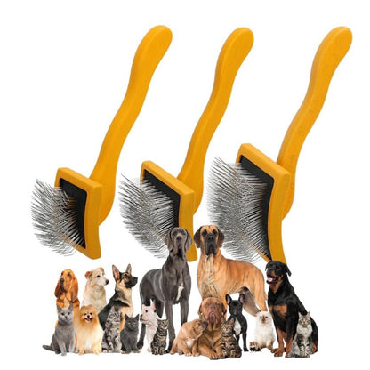 Slicker Brush Perfect For Dogs and Cats (Big and Medium Dogs, Goldendoodles, Labradoodles, Poodles and Cats) Curved Design for Thick, Fluffy, Detangled and Shedding Fur (Yellow, Small)
