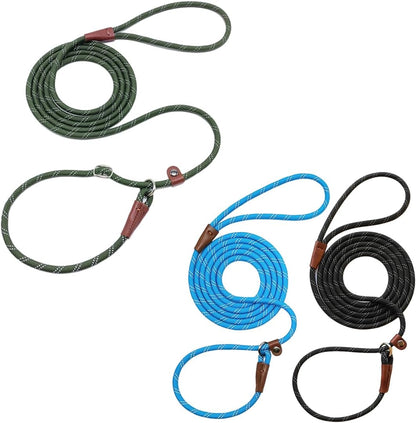 WYuZe 8 FT Slip Leash for Dogs Training (Black+Blue+Olive)