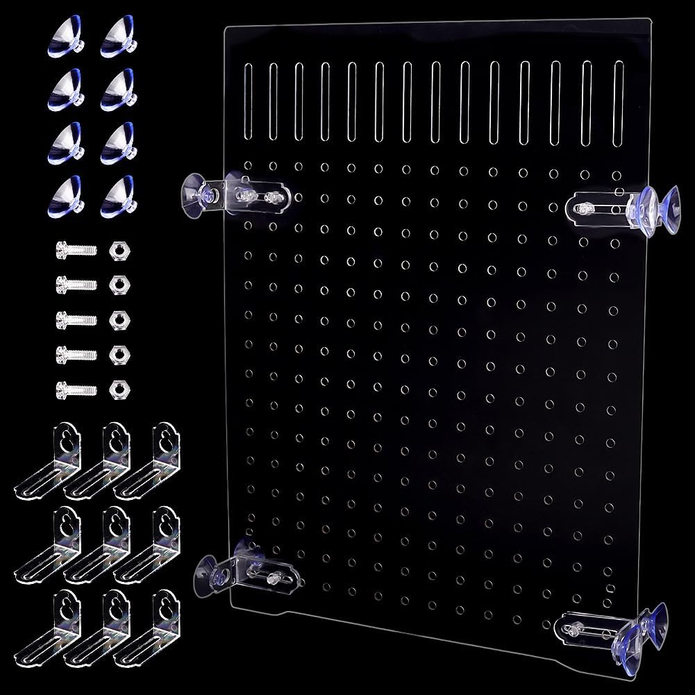 Aquarium Fish Tank Divider Acrylic Isolation Grid Board with Suction Cups Transparent Plate Baffle Cover Clear Fish Separator Inline Splitter Pump Tubing Connector Board 15.7x11.8x0.08 Inch