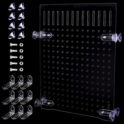 Aquarium Fish Tank Divider Acrylic Isolation Grid Board with Suction Cups Transparent Plate Baffle Cover Clear Fish Separator Inline Splitter Pump Tubing Connector Board 15.7x11.8x0.08 Inch
