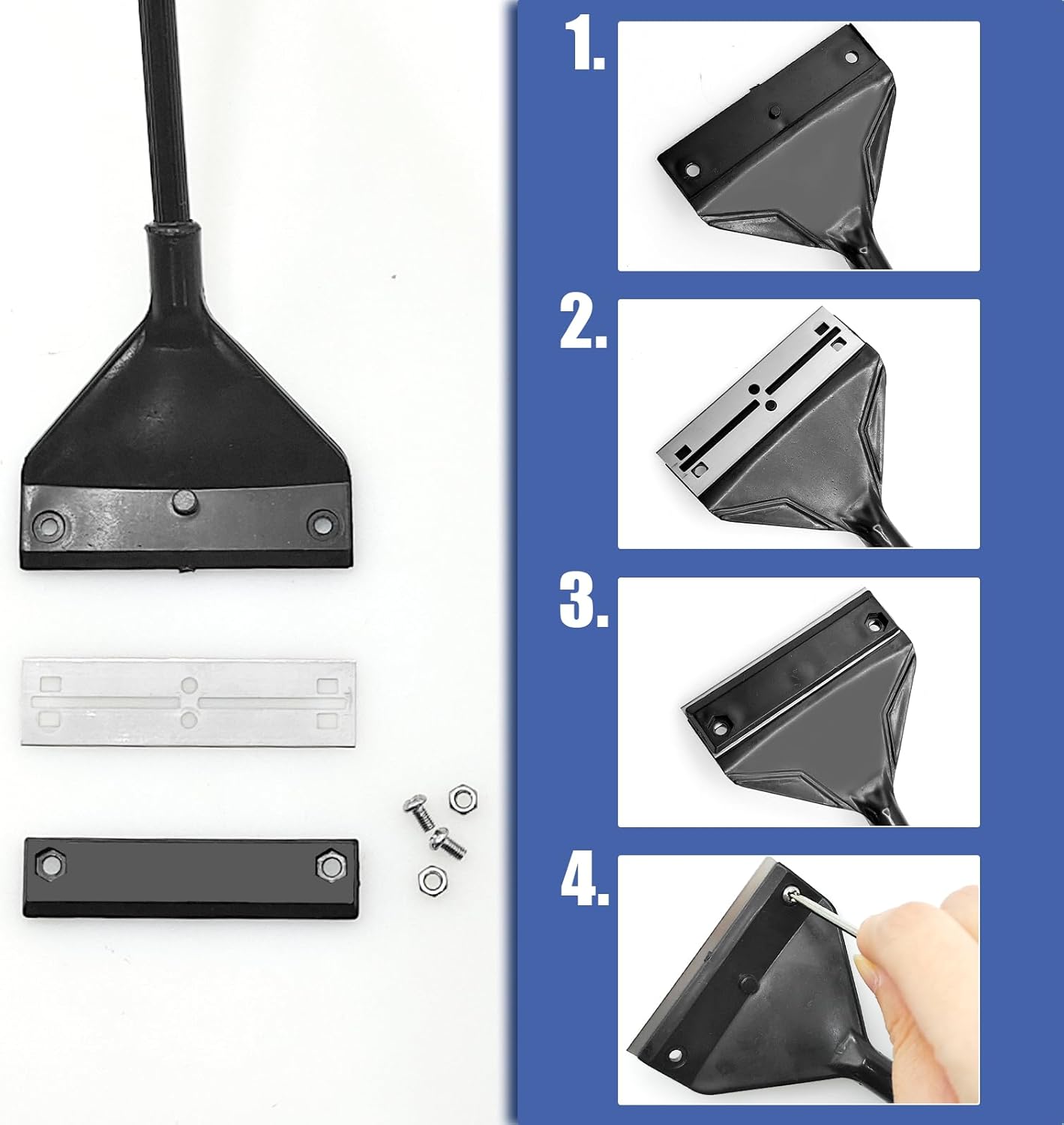 Algae Scraper for Glass Aquariums, Stainless Steel Fish Tank Cleaner Tool with 10 Blades, 25.6" Adjustable Handle Aquarium Glass Cleaning Accessories