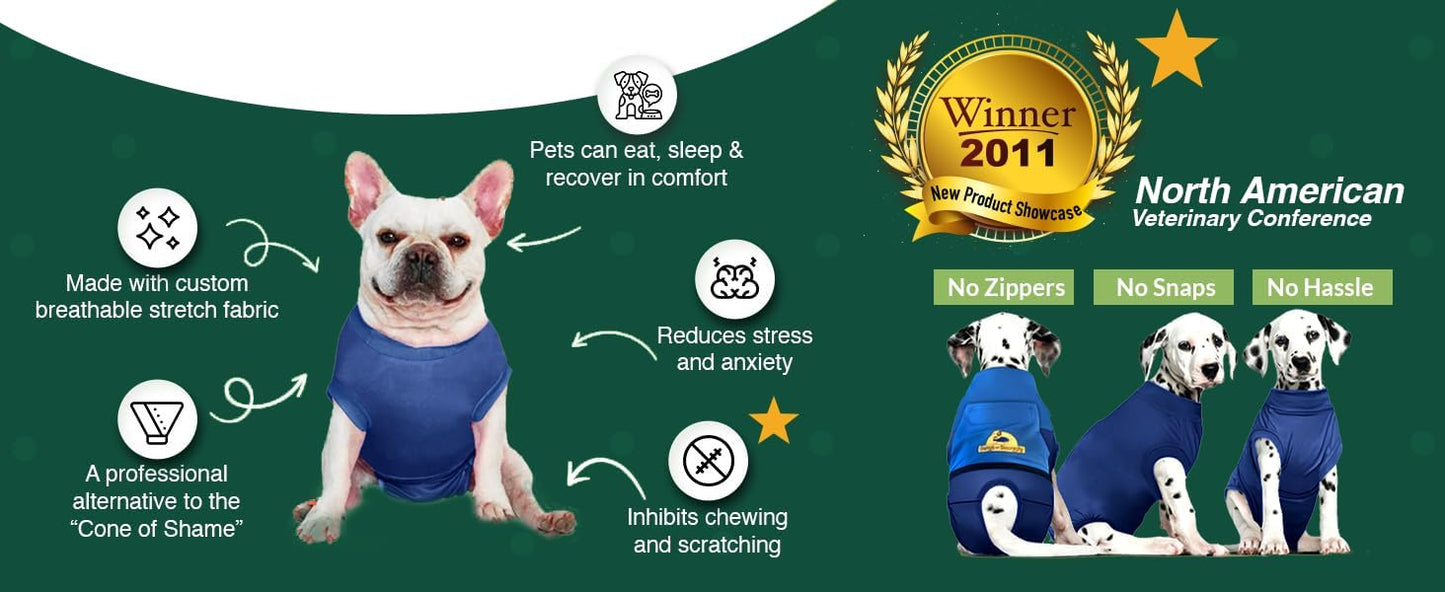 SurgiSnuggly Veterinary Invented Dog Surgical Recovery Suit for Female or Male Dogs,Spay, Neuter Onesie, The Original Surgical Recovery Bodysuit for After Surgery Small, Medium, Large Dogs LL BB EC